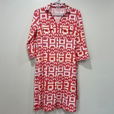 J Mclaughlin Womens Brynn Dress XS NWT $228 Brown Catalina Pink White Geo Block