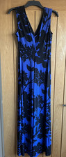 Phase Eight Maxi Dress black/blue jersey stretch size 12 long