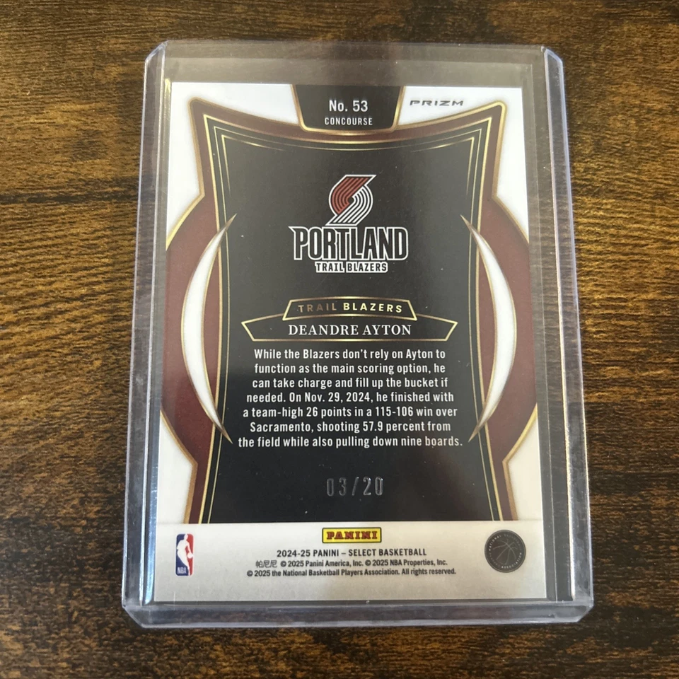 2024-25 Panini Select - Concourse Deandre Ayton #53 Red Mojo Prizm /20 - Image 2 of 2
