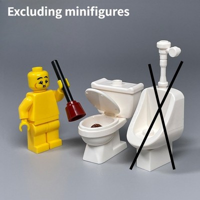 MOC White Toilet Seat Building Block Set DIY Mini Bathroom Accessories for City