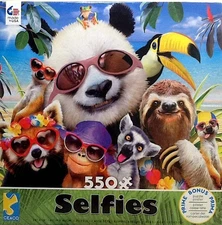 Selfies Tropical Beach Panda Chimpanzee Fox Toucan Robinson 550 24X18 Puzzle
