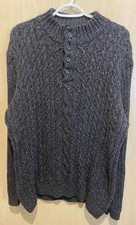 Tasso Elba Men's 4-Button Pullover Knit Sweater Gray XL