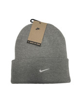 Nike Beanie Unisex Adult One Size Peak Swoosh Grey Heather White Logo