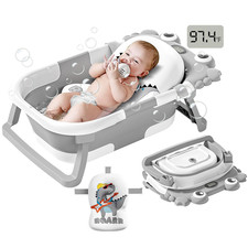 Collapsible Baby Bathtub for Newborns to Toddler with Real-Time Temp Monitor  F