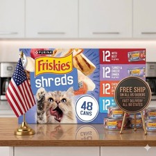 Purina Friskies Shreds Gravy Variety Pack, Wet Cat Food, 5.5 oz Cans 48 Pack