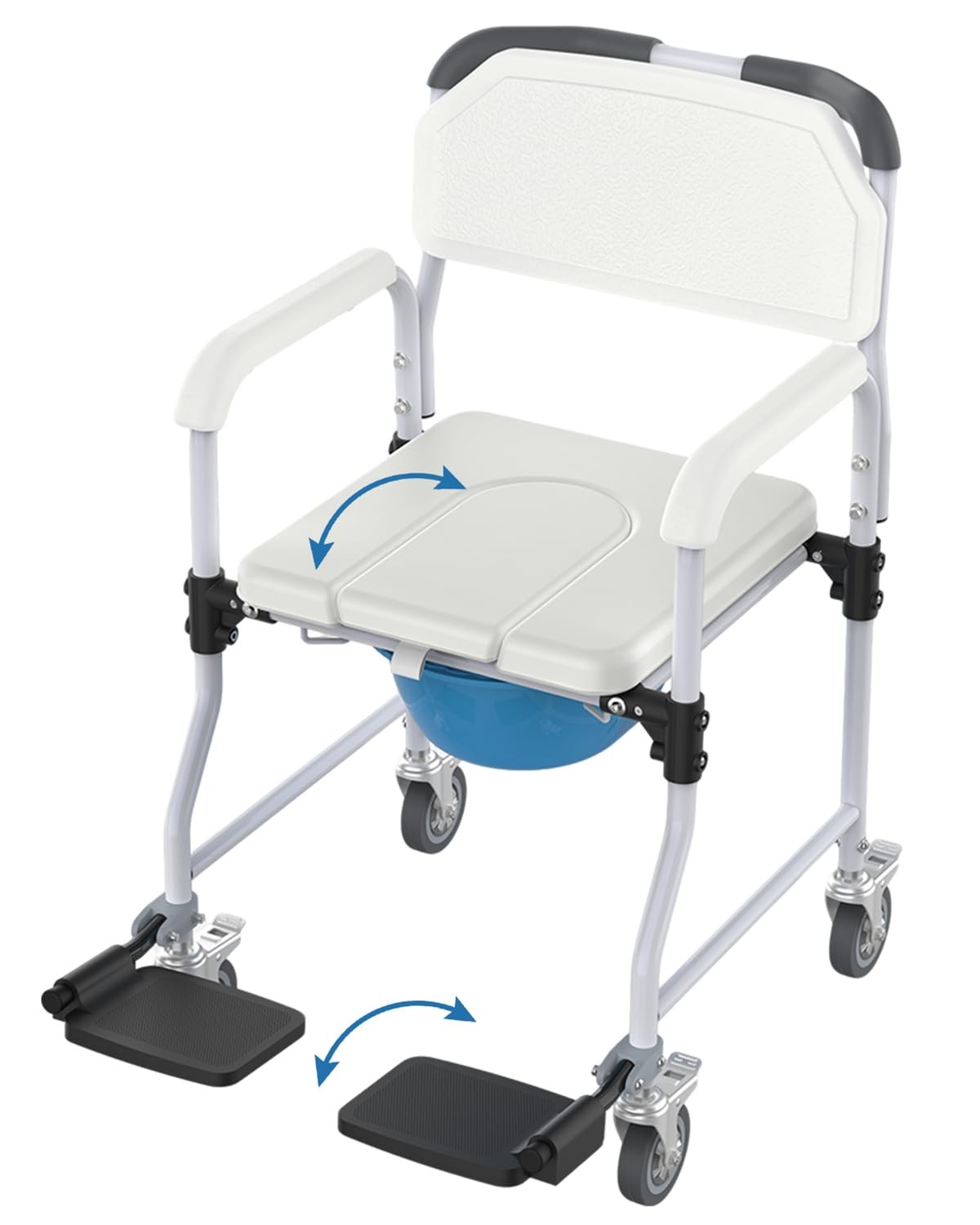 With 4 Lockable Wheels 3 In 1 Wheelchair For Bathroom P...