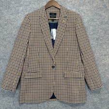 J.Crew Alfie Wool Blazer Jacket Womens 8 Italian Tollegno 1900 Gingham Plaid NEW