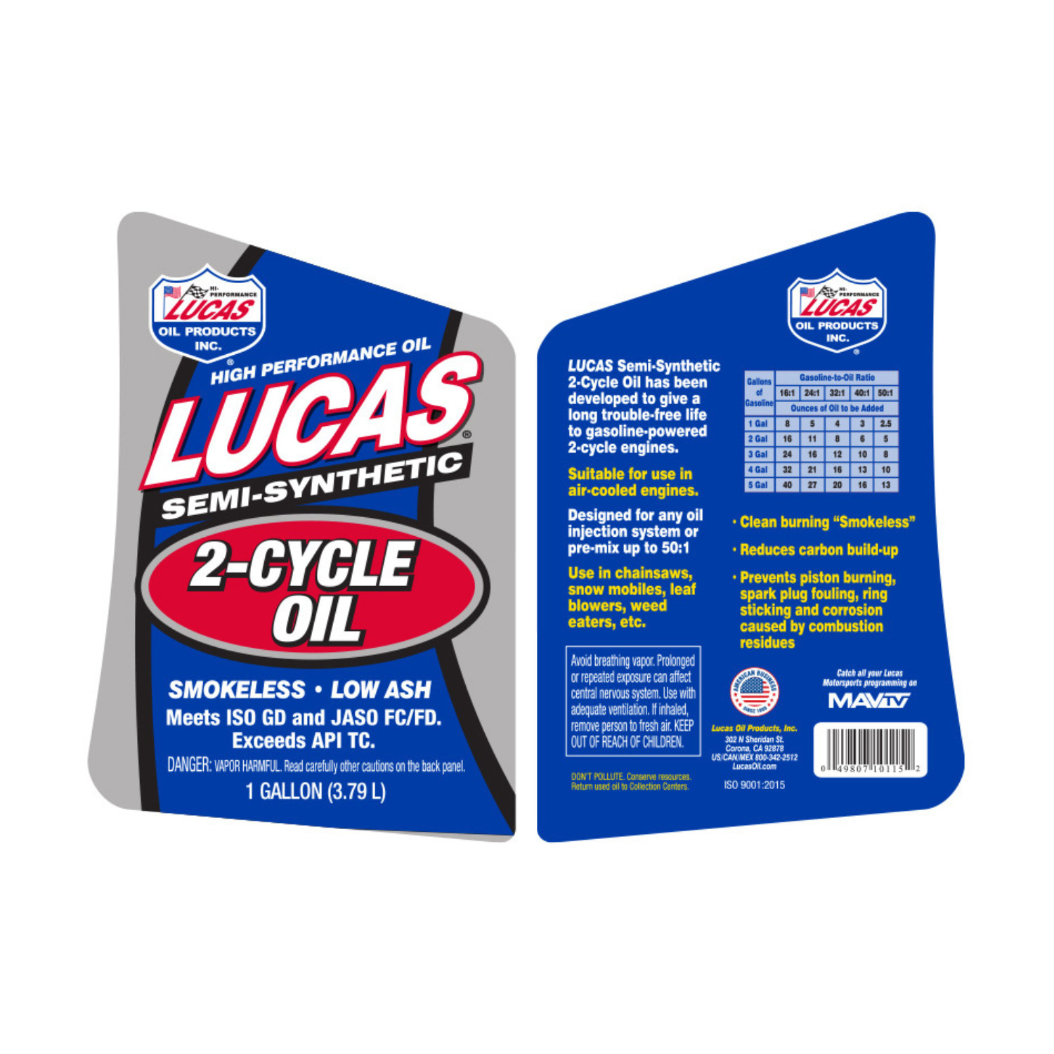 Lucas Oil 10115 Semi-Synthetic 2-Cycle Racing Oil Dirt Bike ATV (4 Gallons)