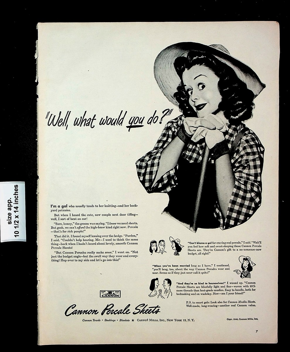 1946 Cannon Percale Sheets Towels Blankets Woman Garden Vintage