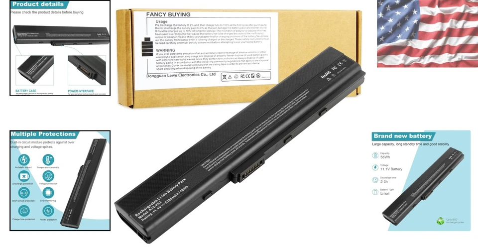 华硕笔记本电脑替换电池 - 5200mAh,含过充保护 — 第 2/4 张图片