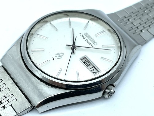 Reloj Hombre Vintage SEIKO KING QUARTZ Cuarzo Esfera Plateada Batería Nueva 5856-8030 - Imagen 3 de 20