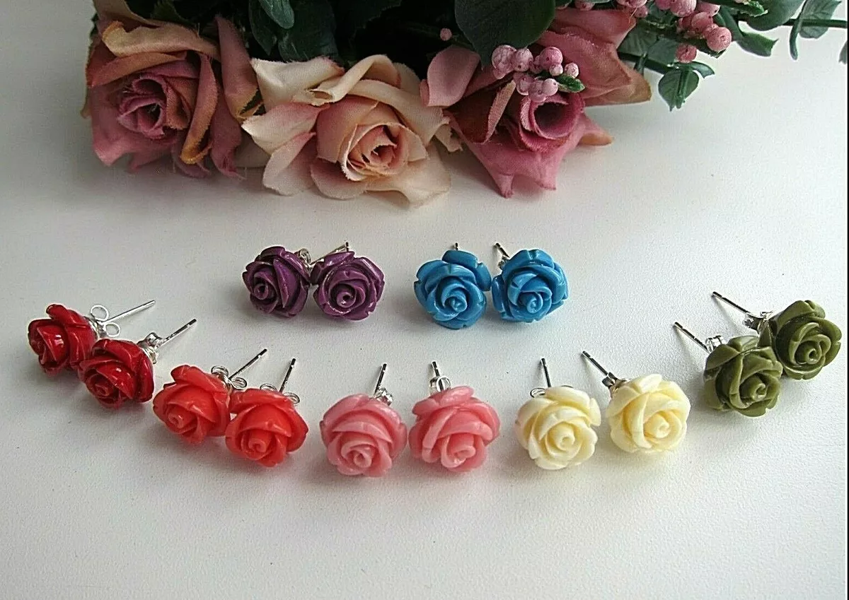Rose shaped earrings sale