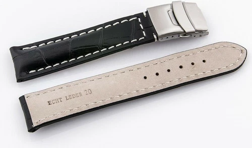 Armband Faltschließe Alligatorprägung Kalbsleder schwarz braun blau grün 20mmNEU - Bild 4 von 13