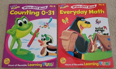 2 PK - K Learning Educational Wipe-Off Books 'Counting 0-31' & 'Everyday Math' 