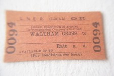 Waltham Cross LNER Railway Train Ticket