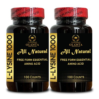 L-LYSINE 1000 mg FREE FORM AMINO ACID ESSENTIAL - Amino Acid Supplement -2Bot