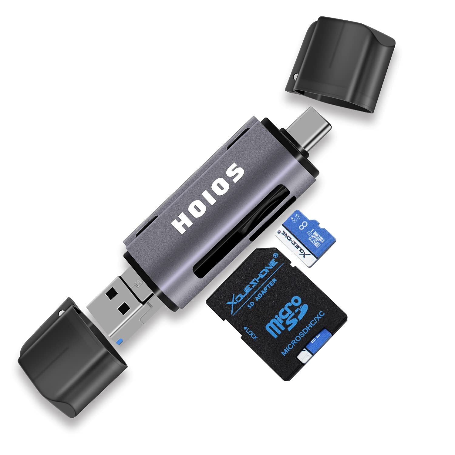 SD Card Reader USB-C,3-in-1 Memory Card Reader with Tri-Connectors, USB 3.0 C...-image