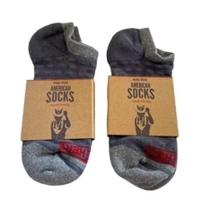 2x NWT MADE HERE Spangle No Show Grey Unisex Cotton Socks, Size: S/M