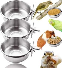MotBach 3 Pieces Stainless Steel Bird Feeding Dish Cups, Bird Feeder Parrot Food