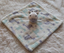 BABY GEAR Giraffes Print Blue Cream Lovey Plush Security Blanket