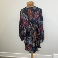 Farm Rio Black Sparkle Flower Mini Dress