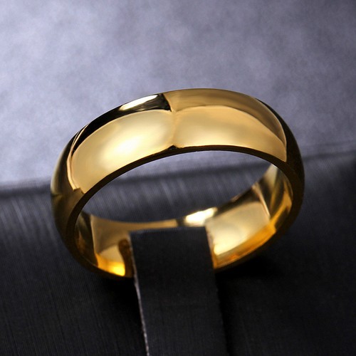 6mm Titanium Steel Round Cz Couple Rings Men's Women's Gold Plating Band Sz 5-13 - Picture 10 of 11