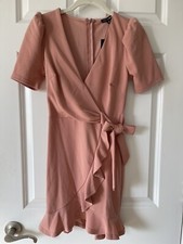 fashion nova Wrap dress xs Rose Shopping Around Mini Dress