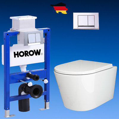 Komplettset Wand WC Hänge Toilette mit WC-Deckel 82cm Vorwandelement Spülkasten 