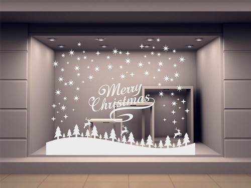 Vetrofania Natale Fai Da Te vetrofania adesivo vetrina albero natale merry christmas ADESIVI