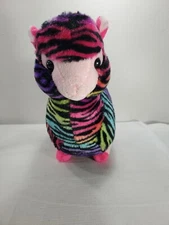 Kellytoy Pink Purple Tie-dye Zebra Striped Alpaca llama Stuffed Animal Plush 