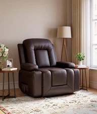 Extra-Large Power Lift Recliner Chair w/Heat+Massage Features, Faux PU Leather