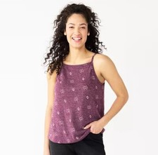 Women's Sonoma Goods for Life Square Neck Camisole,Plum Floral Size Large