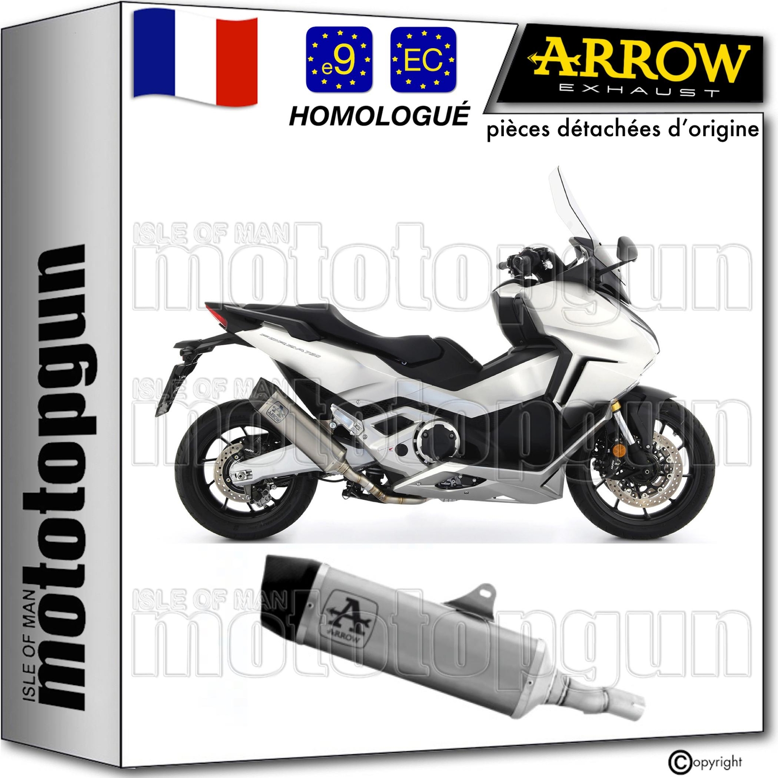 Pot echappement Arrow Indy-Race en aluminium pour Honda Forza 750 2023