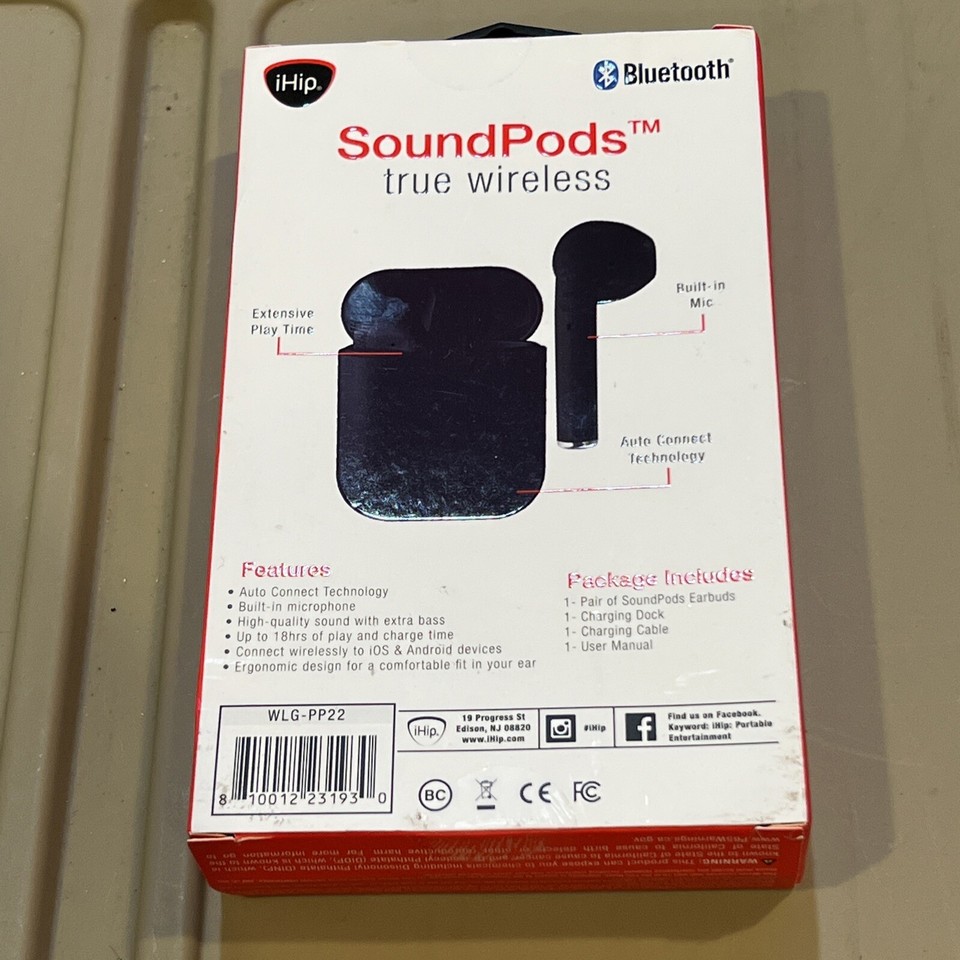 iHip SoundPODS True Wireless Magnetic Earbuds & Case Fast Free Shipping ...
