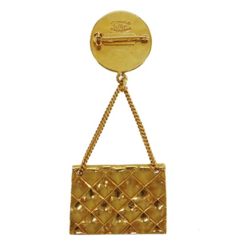 CHANEL CC Logos Used Matelasse Swing Pin Brooch Gold Plated 94P Vintage #CM14 S - Picture 3 of 10