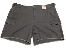 NWT Terra  Sky Women's Plus Denim Utility Shorts 26W Slate Gray Frayed Hem