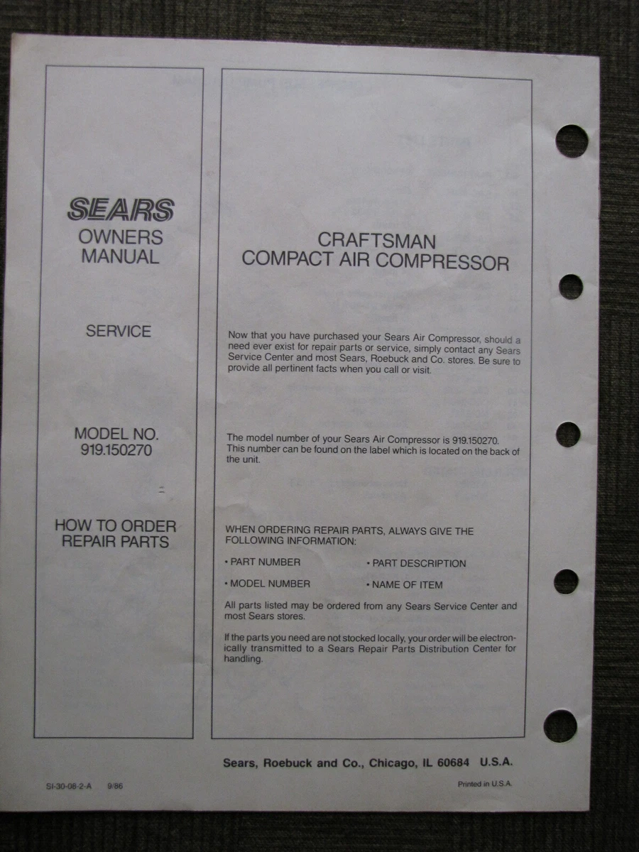 Sears craftsman air 2024 compressor model 919