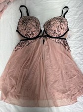 NWT Auden Lingerie Babydoll Dress Pink Lace L neglig  2 pc intimates nightie