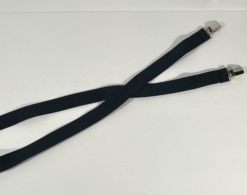 Youth Suspenders Blues Clip On Adjustable 1" Wide Work Braces Silver Hardware - Picture 3 of 11