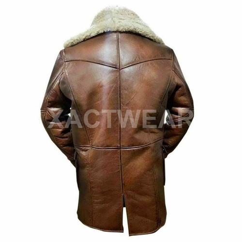 Tom Hardy Cosplay Bane Real Fur Shearling Leather Coat Dark Knight Overcoat - Picture 2 of 4