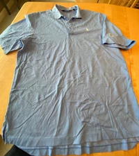 POLO GOLF Ralph Lauren 1911 EMBROIDERED WHITE LOGO BLUE SS SHIRT MENS SZ L