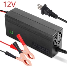 10Amp Black Smart Charger For 12V Lithium Iron Phosphate (LiFePO4) Battery 14.6V