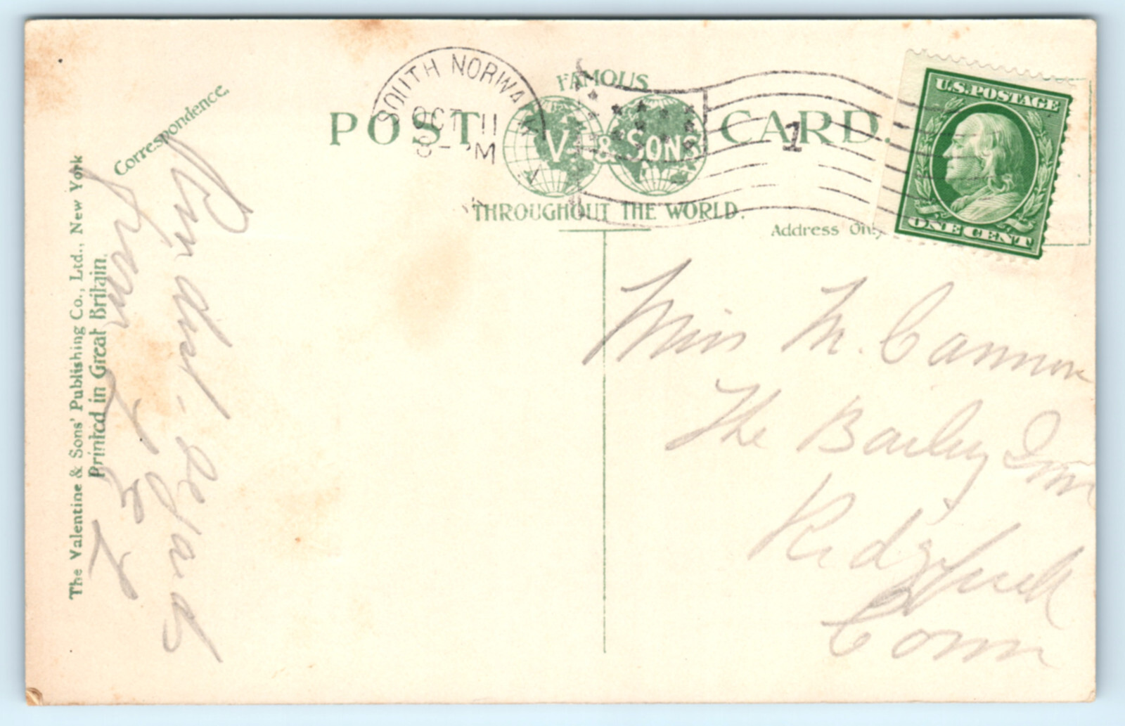 South Norwalk CT Connecticut Main Street Car Clock Tower Postcard