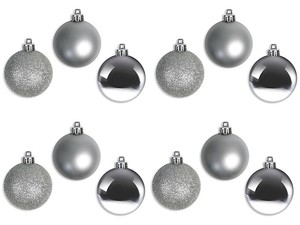 Addobbi Natalizi A 1 Euro.12 Palline Di Natale Argento 5cm Lucide Opache Glitter Addobbi Per Albero Ebay