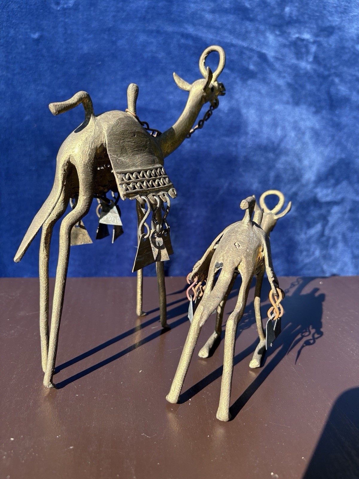 Antique 3 BRONZE Camel Dinanderie statues Standing Kneeling Handmade 2.06 lbs