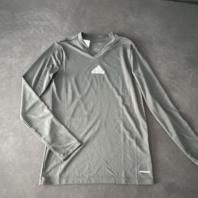 adidas AEROREADY Unisex Kinder Trikot Langarm Fußball V-Ausschnitt Grau 164