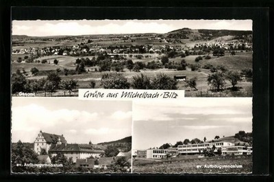 Michelbach /Bilz, Gesamtansicht m. ev. Aufbaugymnasium, Ansichtskarte 