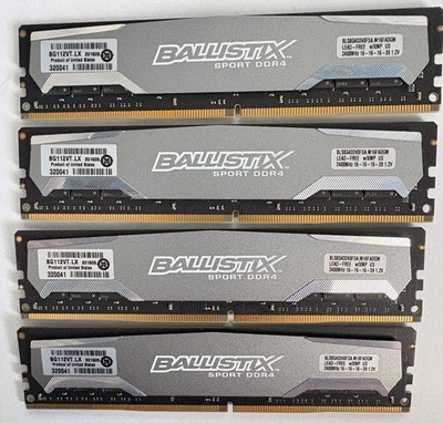Crucial Ballistix Sport LT 32GB (4x 8GB)  DDR4 2400 Desktop RAM  Kit Pre-Owned