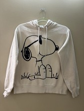 H M Peanuts Snoopy W/ Shades Sweatshirt Hoodie Men s Size Small Beige