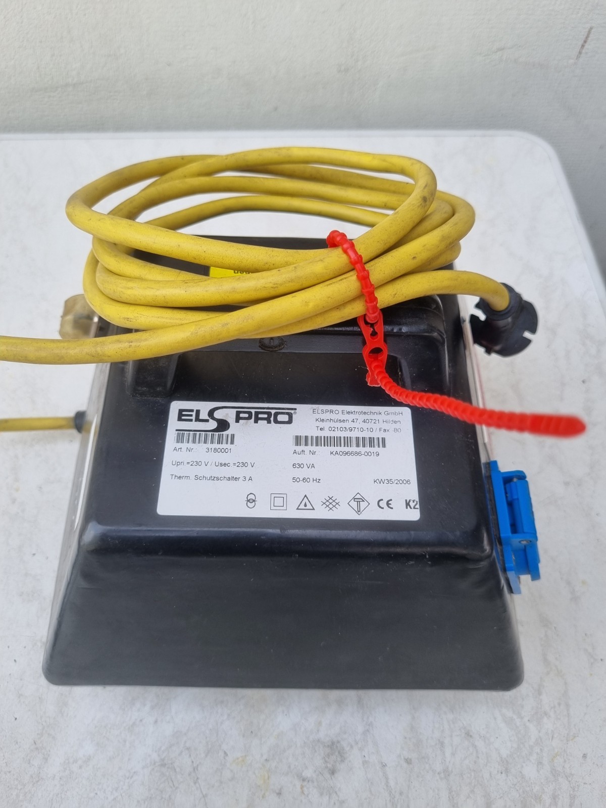 ELSPRO Trenntrafo 630 VA Schutztransformator 230V - 230V.        2,9A - 2,7A   